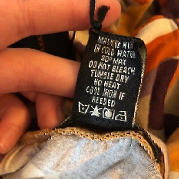 NEW BCBGMAXAZRIA Drop Waist Dress Mustard Orange Printed Swirl 60s 70s Mod Retro - Picture 8 of 9